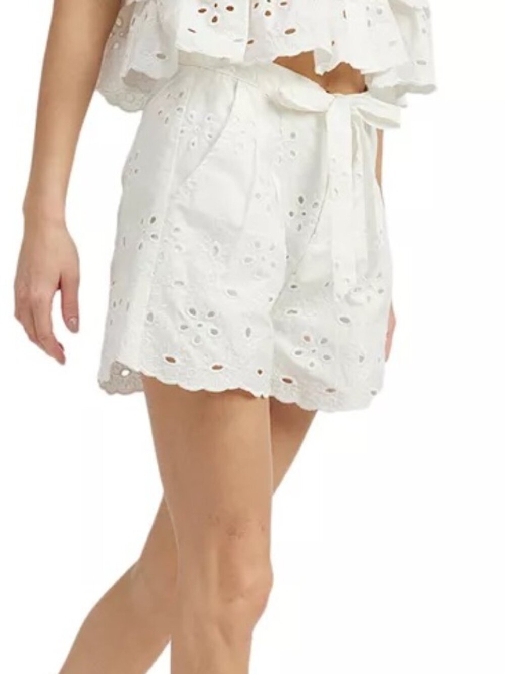 Anthropologie En Saison Women's Marina Cotton Eyelet Shorts Size M New